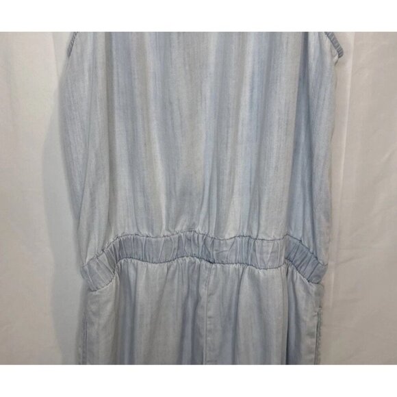 CLOTH & STONE Blue Lightwash Halter Neck Cropped Wide Leg Jumpsuit Pockets Sz XS - Picture 9 of 16